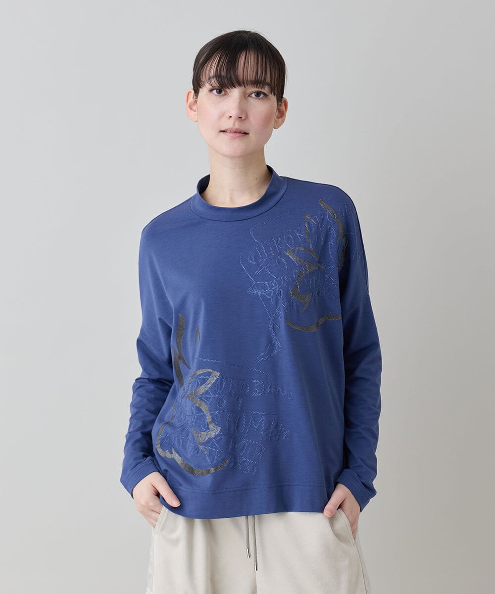 RSKEE28330 TRUNK HIROKO KOSHINO(ヒロココシノ) コラージュモチーフベア天竺プルオーバー /日本製/洗える ネイビー