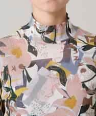 RSKEE29290 TRUNK HIROKO KOSHINO(ヒロココシノ) 【先行予約】コラージュプリントチュールカットソー/日本製/洗える アイボリー