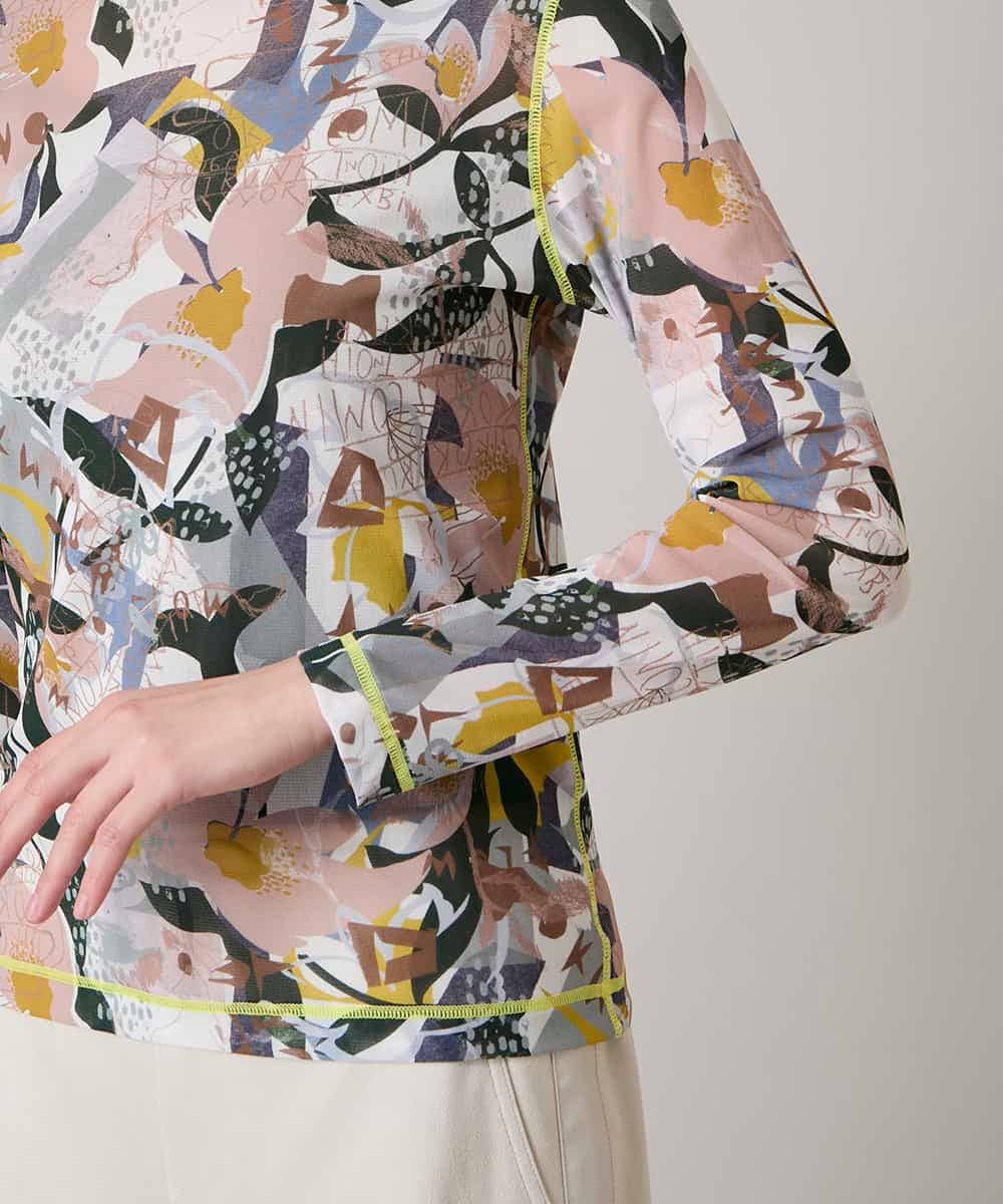 RSKEE29290 TRUNK HIROKO KOSHINO(ヒロココシノ) 【先行予約】コラージュプリントチュールカットソー/日本製/洗える アイボリー