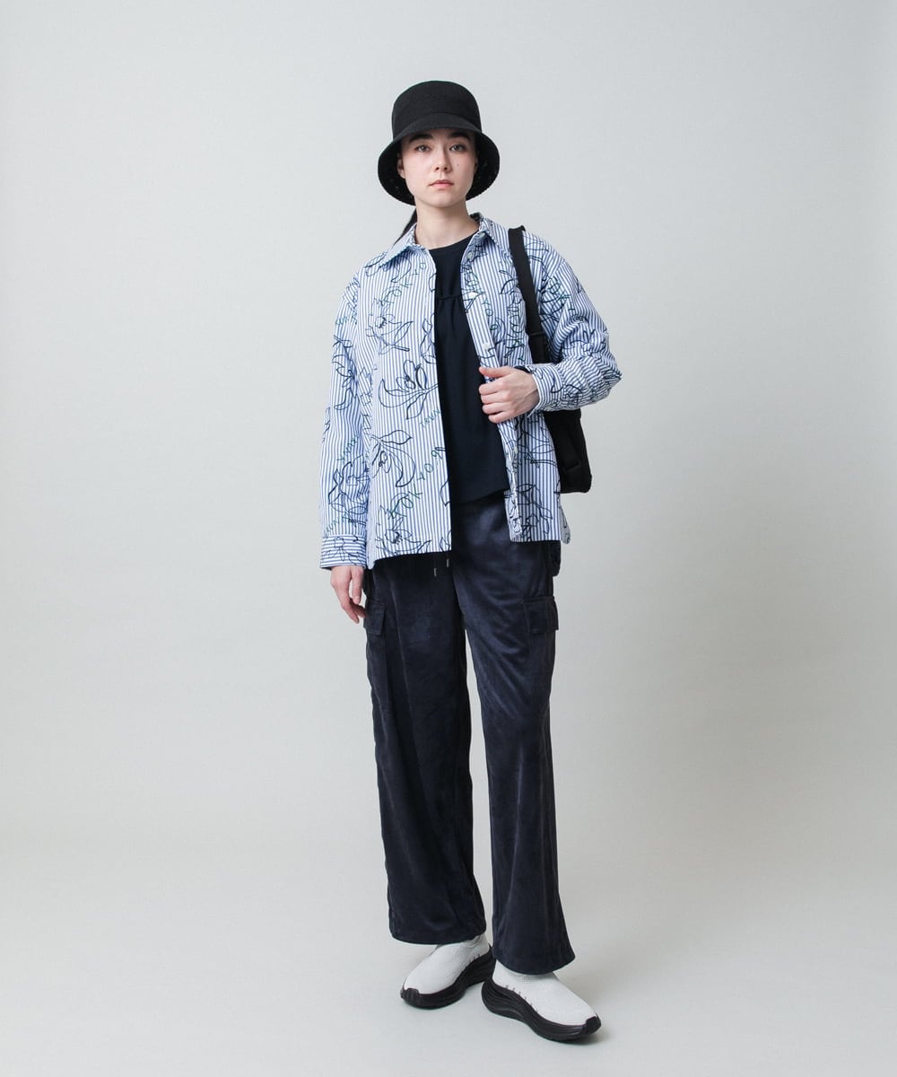 RSKEE33330 TRUNK HIROKO KOSHINO(ヒロココシノ) ドロストギャザーリブニットカットソー /日本製/洗える ホワイト