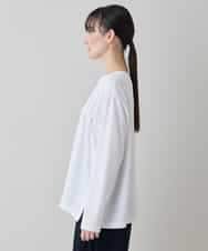 RSKEE33330 TRUNK HIROKO KOSHINO(ヒロココシノ) ドロストギャザーリブニットカットソー /日本製/洗える ホワイト