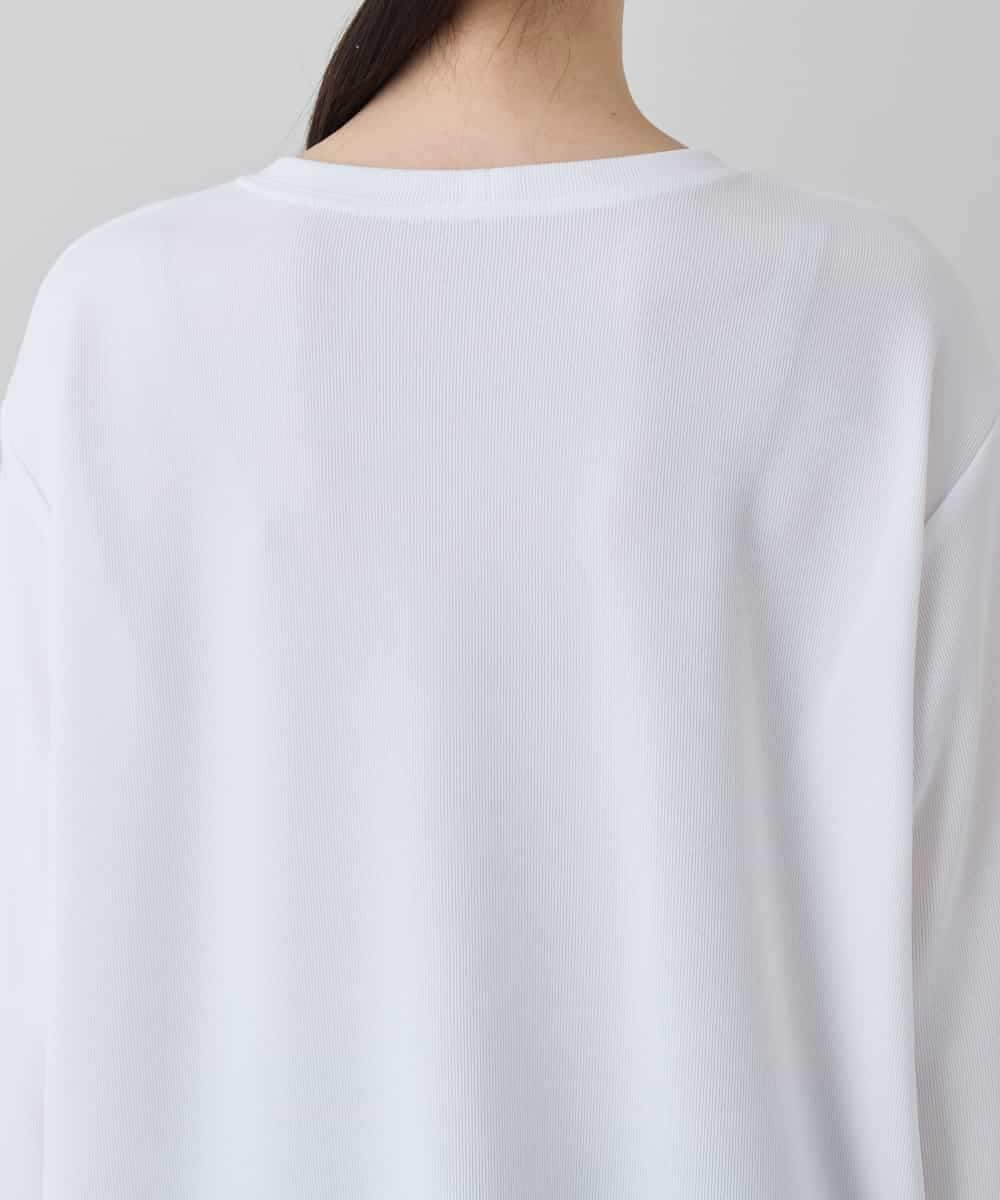 RSKEE33330 TRUNK HIROKO KOSHINO(ヒロココシノ) ドロストギャザーリブニットカットソー /日本製/洗える ホワイト