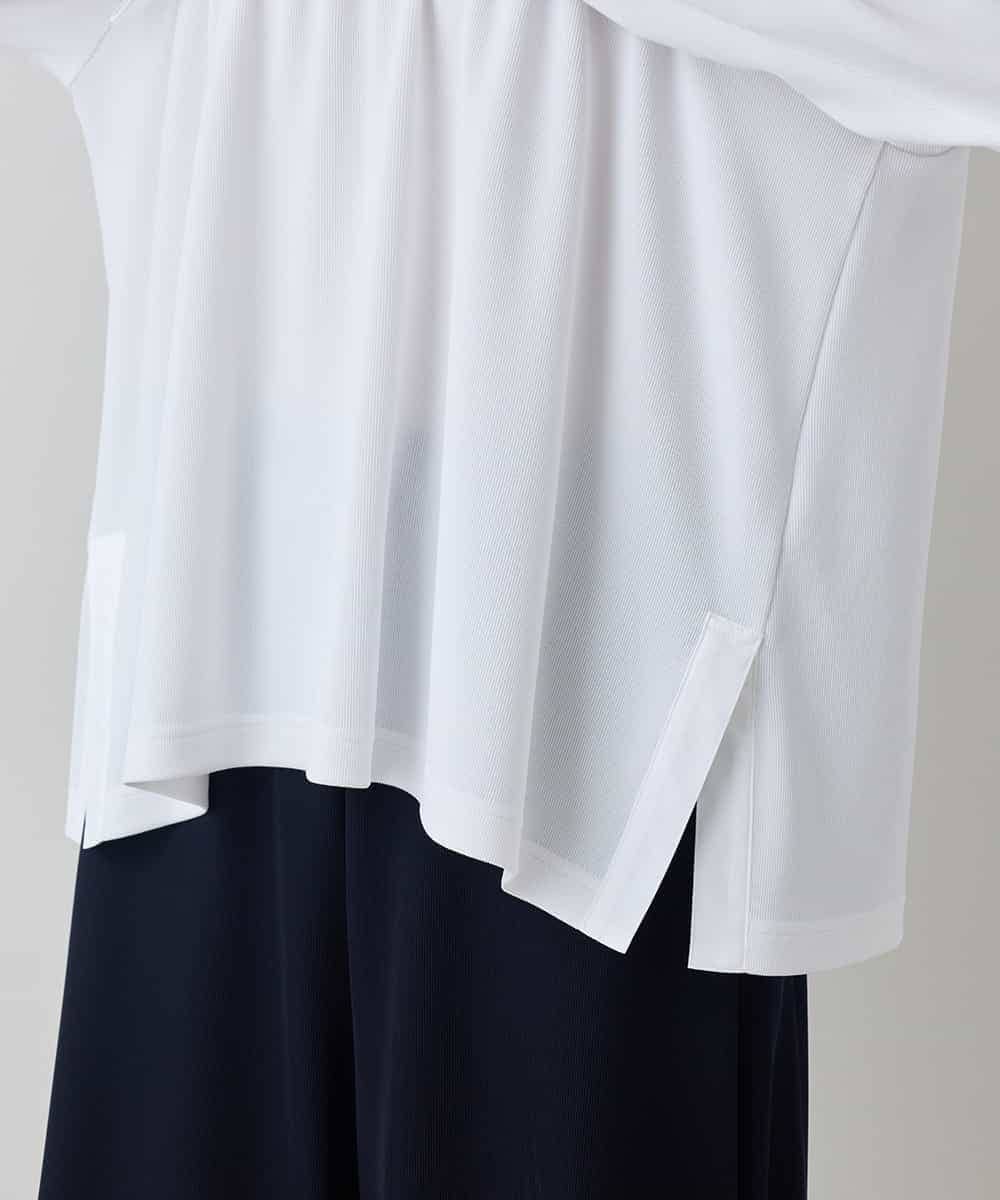 RSKEE33330 TRUNK HIROKO KOSHINO(ヒロココシノ) ドロストギャザーリブニットカットソー /日本製/洗える ホワイト