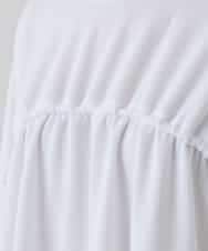 RSKEE33330 TRUNK HIROKO KOSHINO(ヒロココシノ) ドロストギャザーリブニットカットソー /日本製/洗える ホワイト