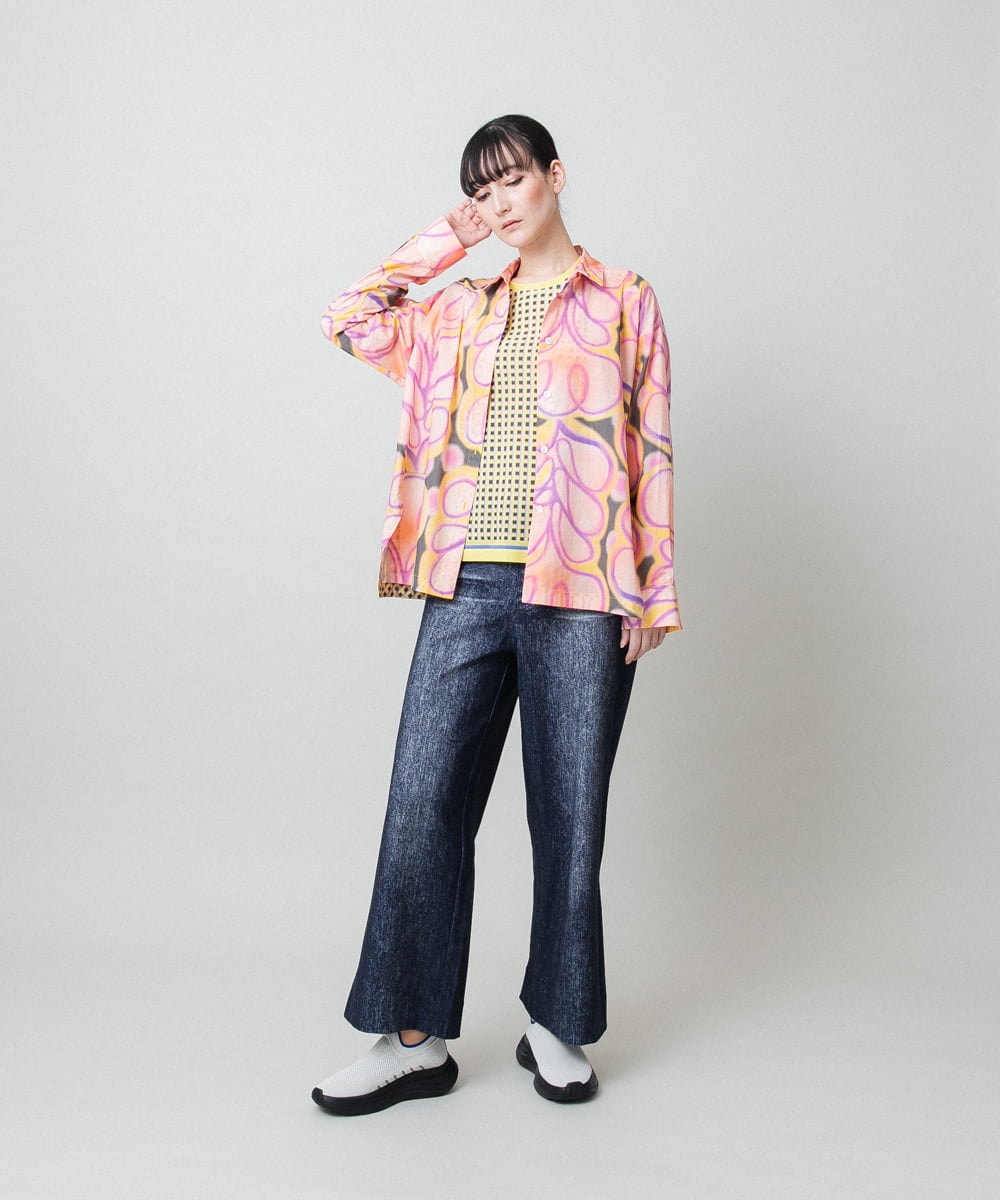 RSKFD06330 TRUNK HIROKO KOSHINO(ヒロココシノ) ファジーチェックプルオーバー/日本製/洗える ライトイエロー