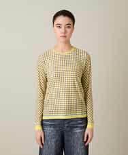 RSKFD06330 TRUNK HIROKO KOSHINO(ヒロココシノ) ファジーチェックプルオーバー/日本製/洗える ライトイエロー