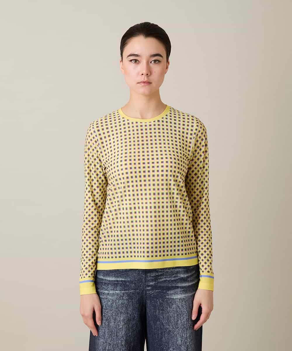 RSKFD06330 TRUNK HIROKO KOSHINO(ヒロココシノ) ファジーチェックプルオーバー/日本製/洗える ライトイエロー