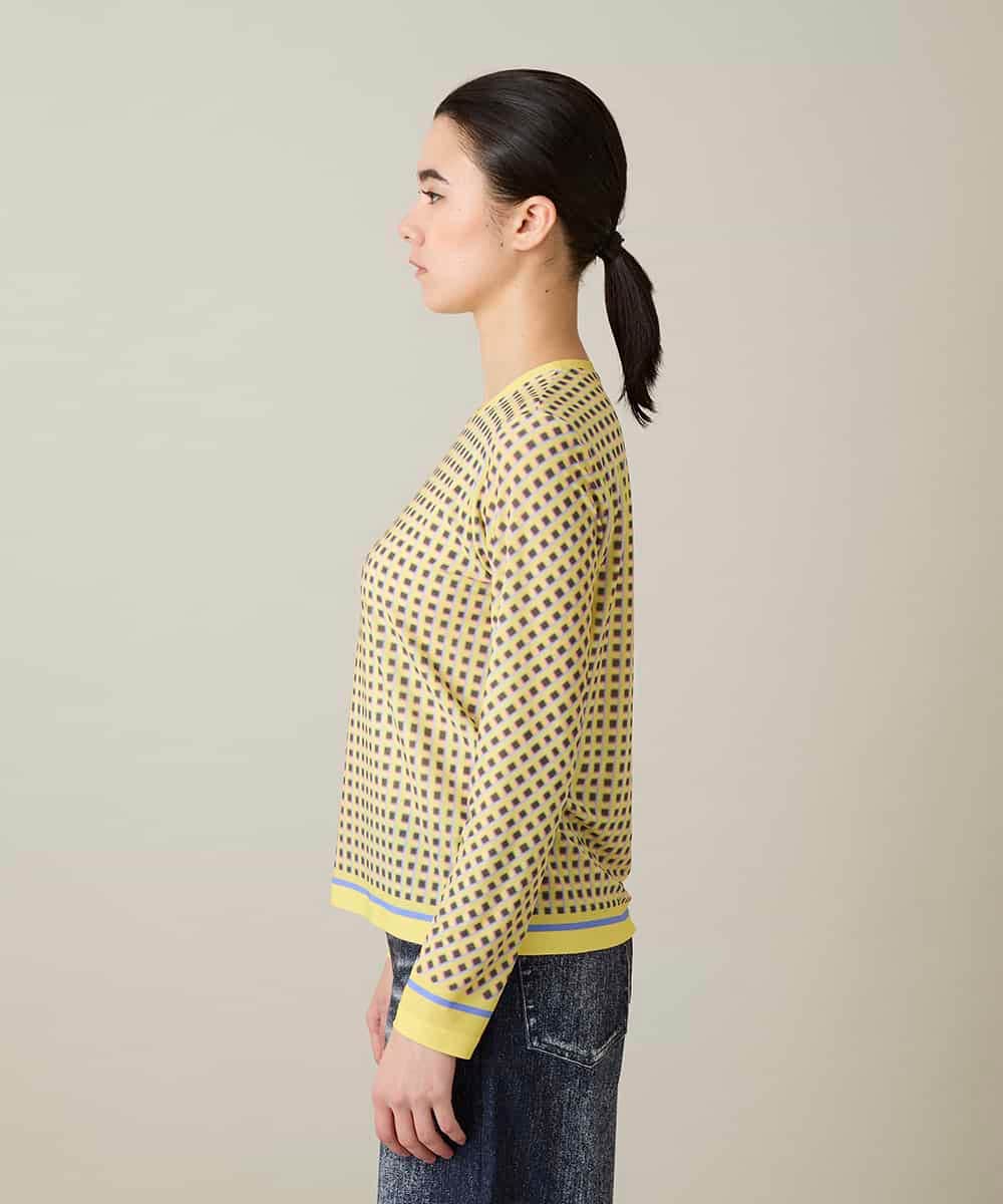 RSKFD06330 TRUNK HIROKO KOSHINO(ヒロココシノ) ファジーチェックプルオーバー/日本製/洗える ライトイエロー