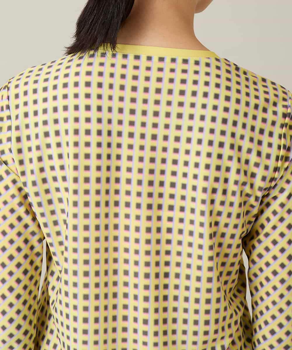 RSKFD06330 TRUNK HIROKO KOSHINO(ヒロココシノ) ファジーチェックプルオーバー/日本製/洗える ライトイエロー