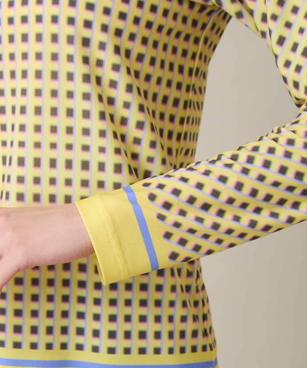 RSKFD06330 TRUNK HIROKO KOSHINO(ヒロココシノ) ファジーチェックプルオーバー/日本製/洗える ライトイエロー