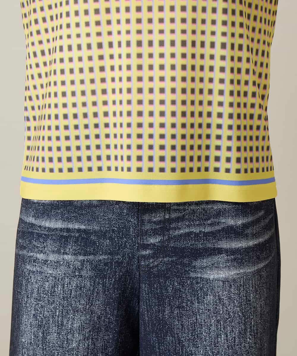 RSKFD06330 TRUNK HIROKO KOSHINO(ヒロココシノ) ファジーチェックプルオーバー/日本製/洗える ライトイエロー