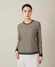 RSKFD06330 TRUNK HIROKO KOSHINO(ヒロココシノ) ファジーチェックプルオーバー/日本製/洗える ブラック