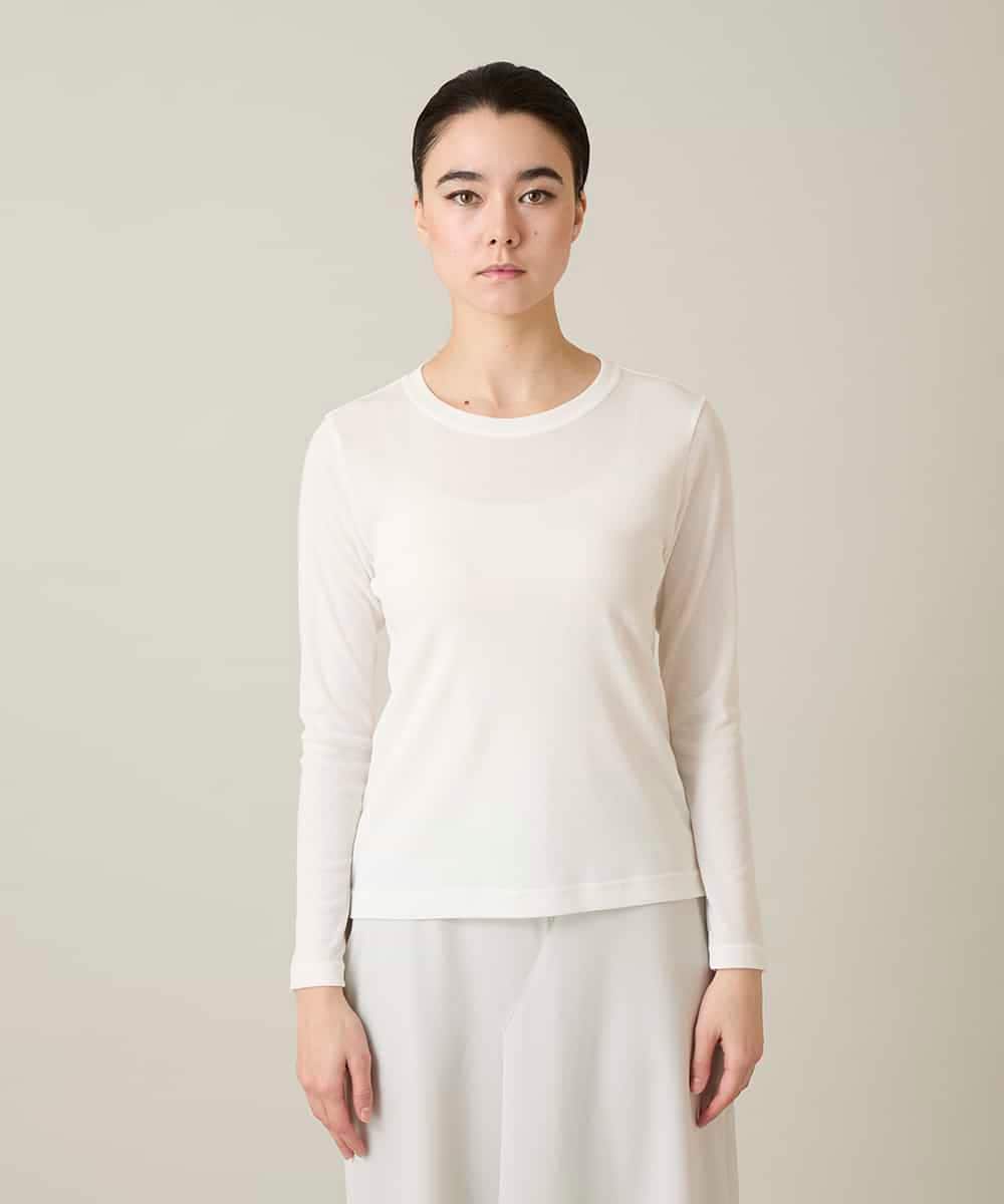 RSKFD13230 TRUNK HIROKO KOSHINO(ヒロココシノ) シアーインナープルオーバー/日本製/洗濯機で洗える ホワイト