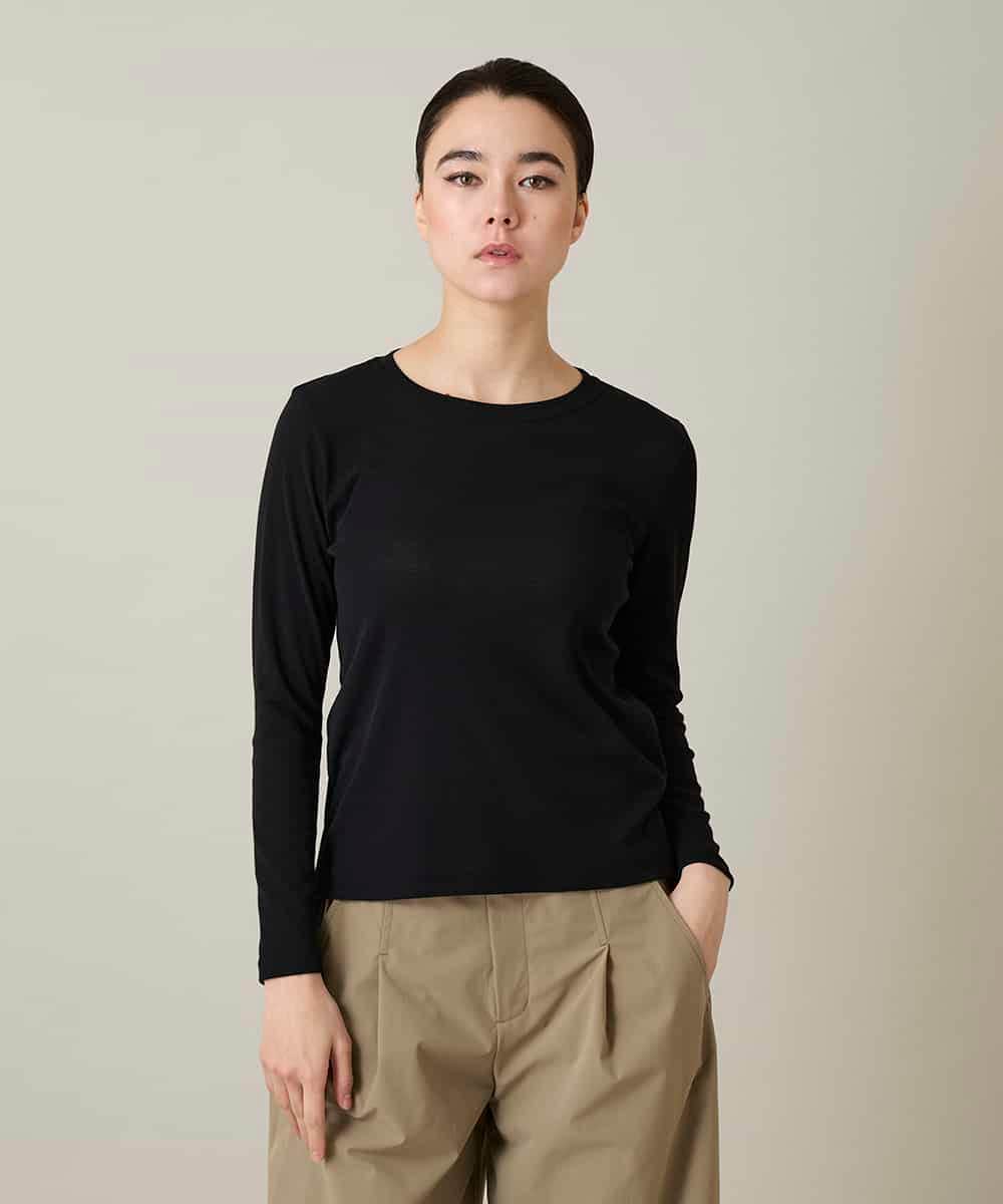 RSKFD13230 TRUNK HIROKO KOSHINO(ヒロココシノ) シアーインナープルオーバー/日本製/洗濯機で洗える ブラック