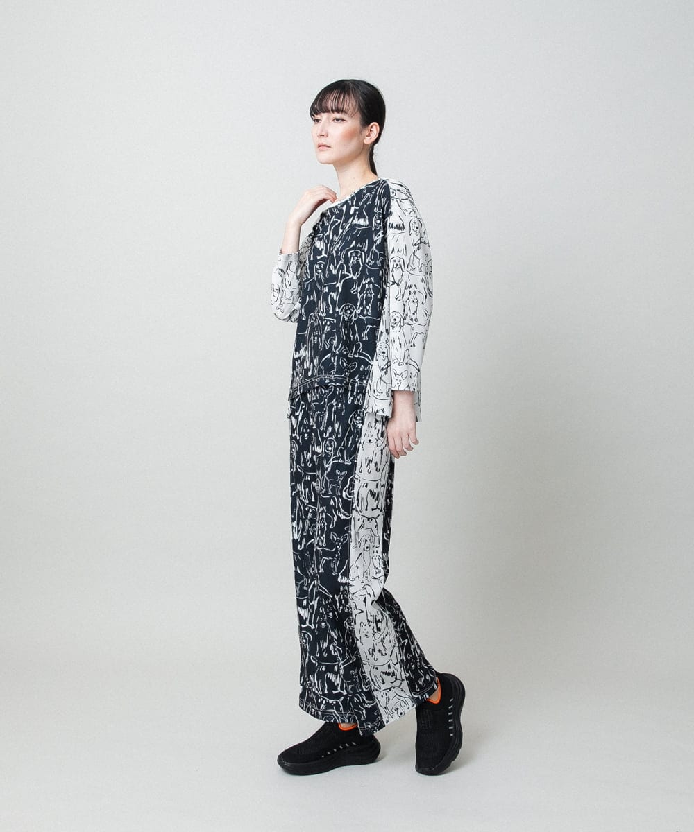 RSKFD15390 TRUNK HIROKO KOSHINO(ヒロココシノ) ドッグモチーフプルオーバー/日本製/洗える ブラック