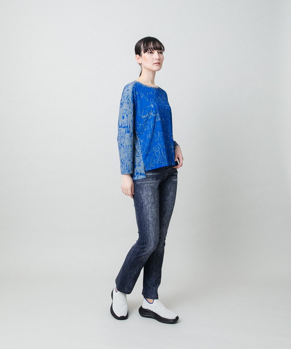 RSKFD15390 TRUNK HIROKO KOSHINO(ヒロココシノ) ドッグモチーフプルオーバー/日本製/洗える ブラック