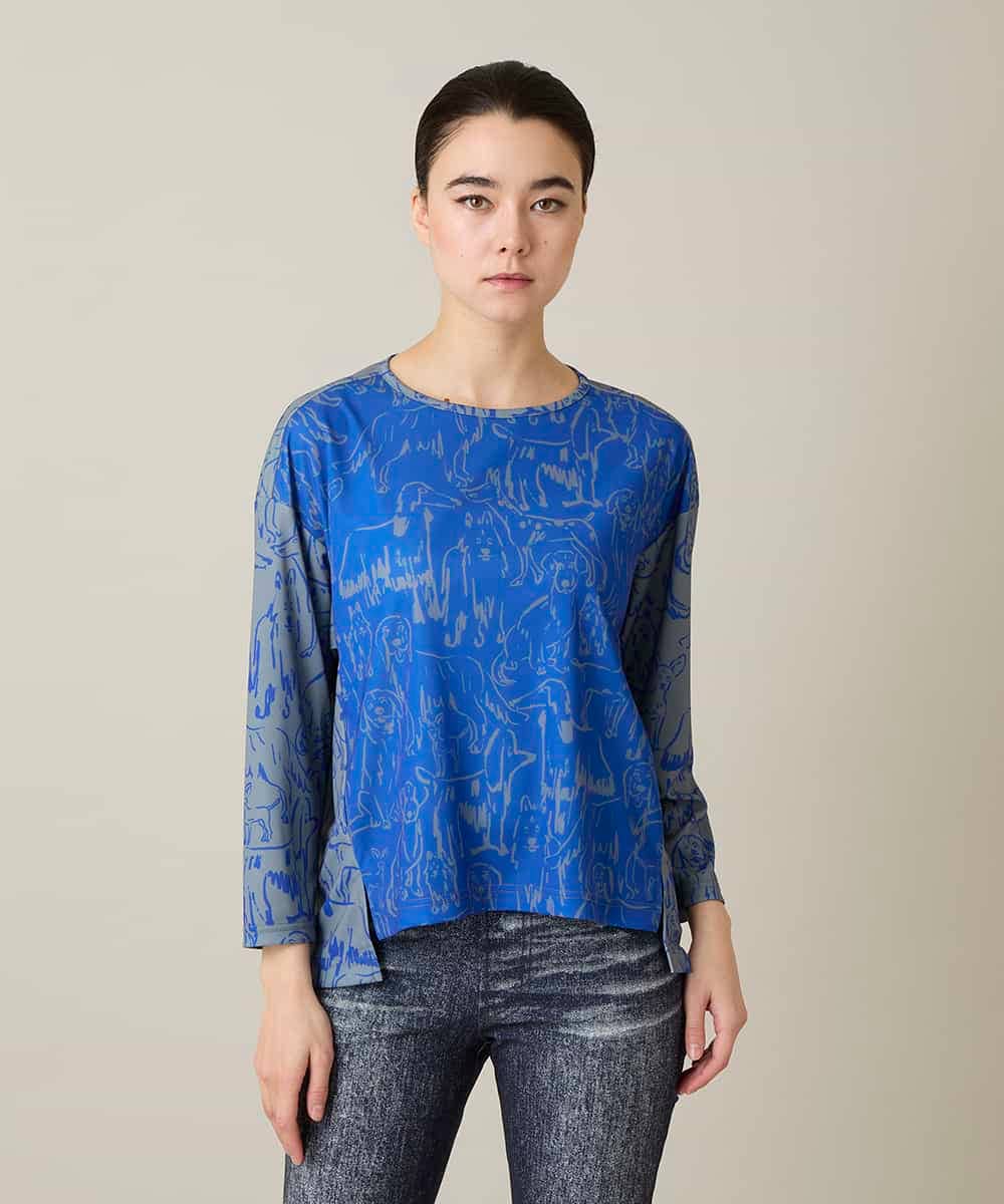 RSKFD15390 TRUNK HIROKO KOSHINO(ヒロココシノ) ドッグモチーフプルオーバー/日本製/洗える ブルー