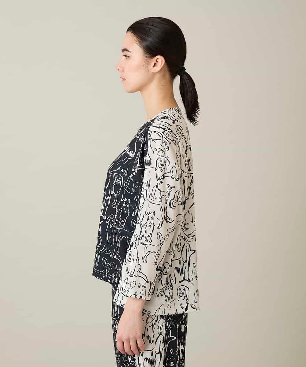 RSKFD15390 TRUNK HIROKO KOSHINO(ヒロココシノ) ドッグモチーフプルオーバー/日本製/洗える ブラック