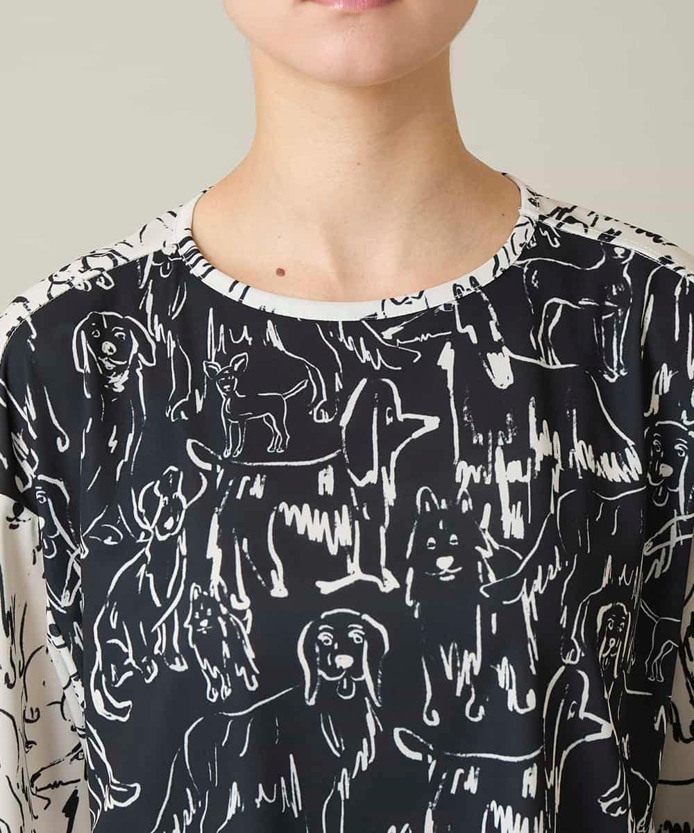 RSKFD15390 TRUNK HIROKO KOSHINO(ヒロココシノ) ドッグモチーフプルオーバー/日本製/洗える ブラック