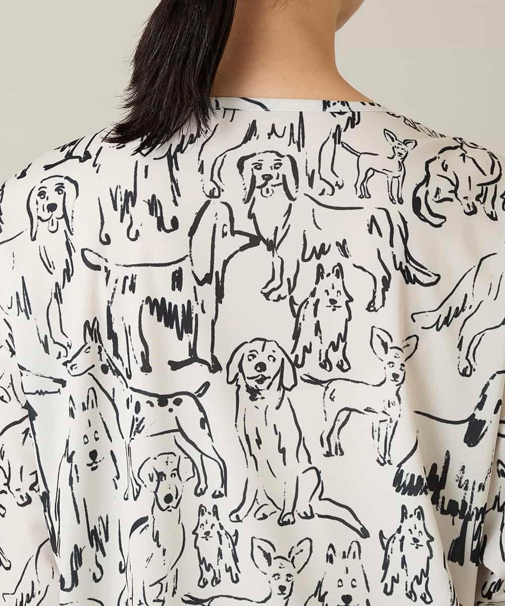 RSKFD15390 TRUNK HIROKO KOSHINO(ヒロココシノ) ドッグモチーフプルオーバー/日本製/洗える ブラック