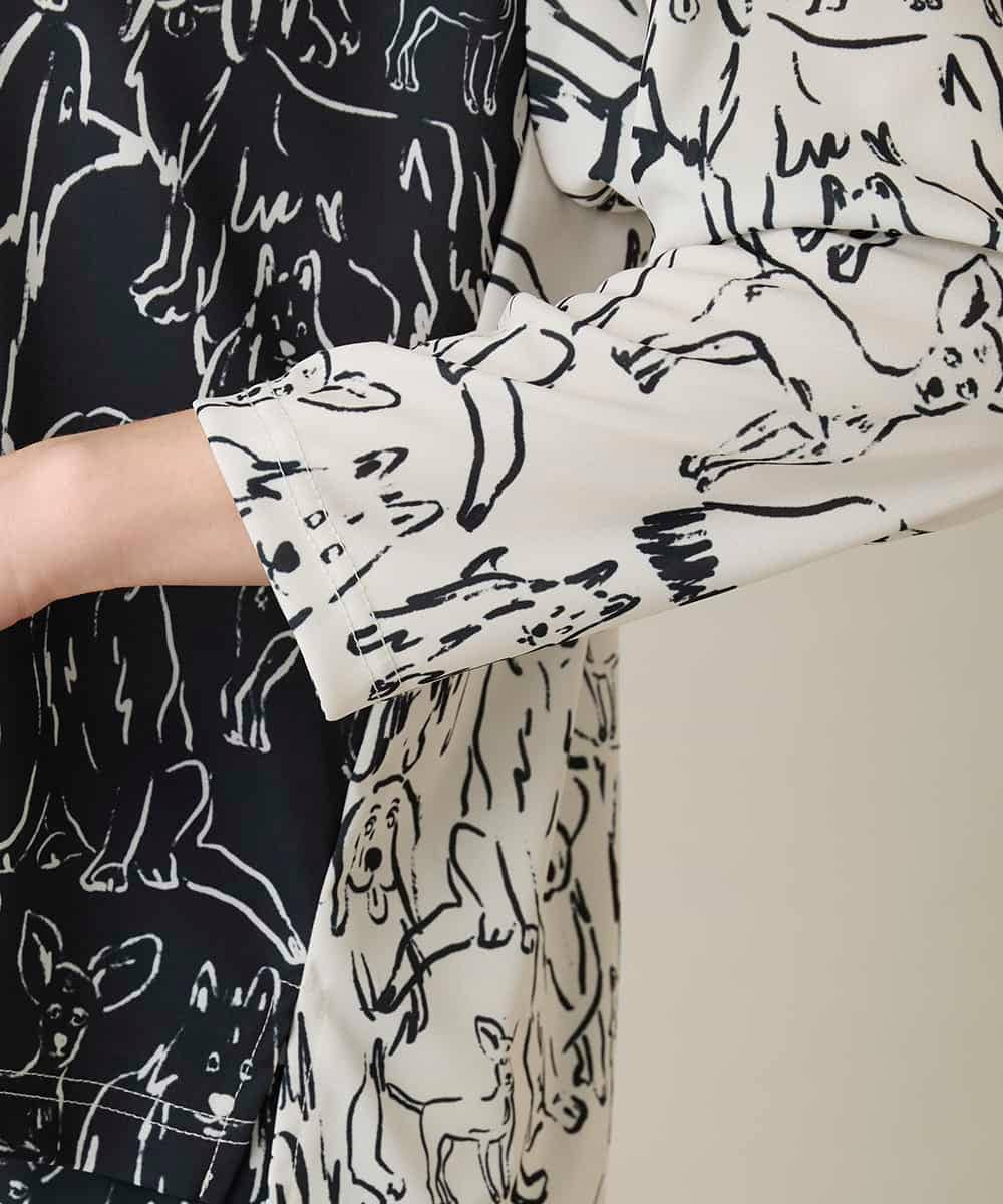 RSKFD15390 TRUNK HIROKO KOSHINO(ヒロココシノ) ドッグモチーフプルオーバー/日本製/洗える ブラック