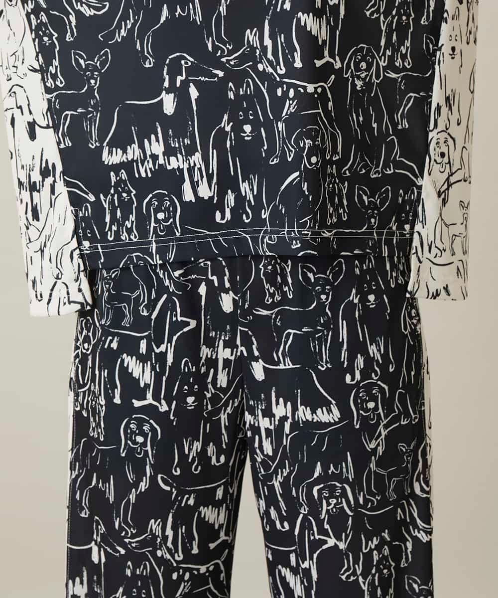 RSKFD15390 TRUNK HIROKO KOSHINO(ヒロココシノ) ドッグモチーフプルオーバー/日本製/洗える ブラック