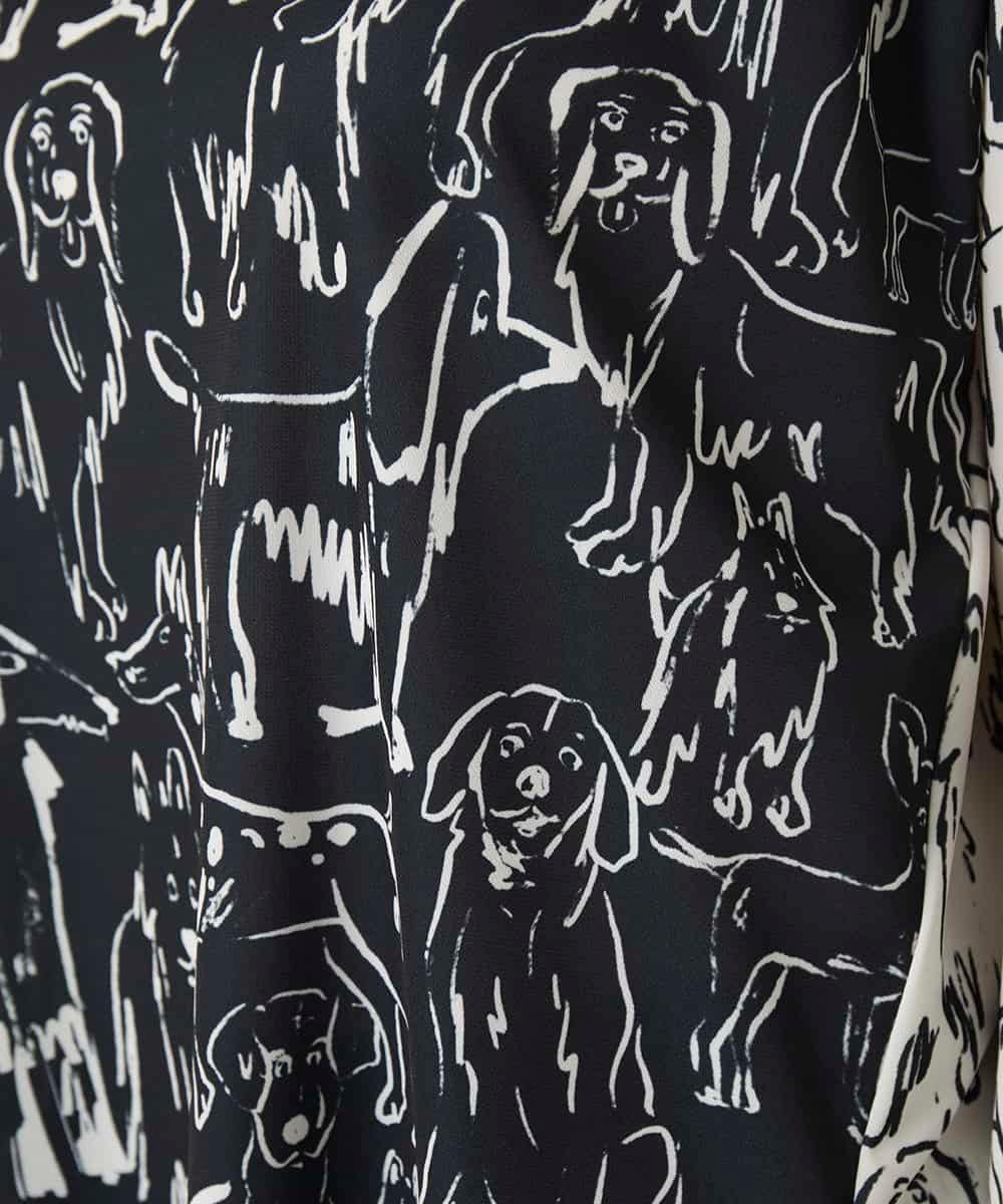 RSKFD15390 TRUNK HIROKO KOSHINO(ヒロココシノ) ドッグモチーフプルオーバー/日本製/洗える ブラック