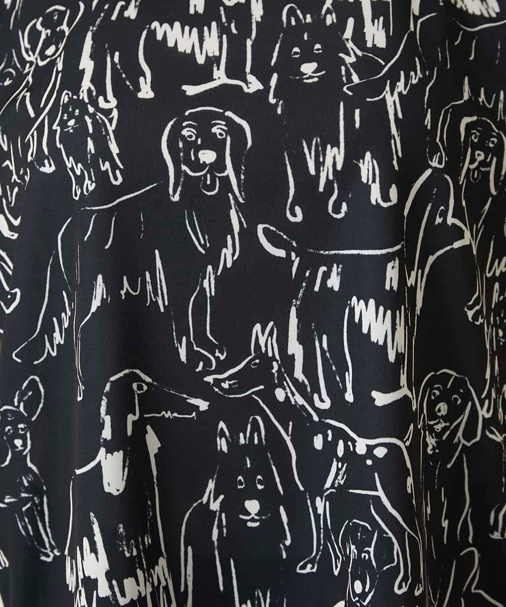 RSKFD15390 TRUNK HIROKO KOSHINO(ヒロココシノ) ドッグモチーフプルオーバー/日本製/洗える ブラック