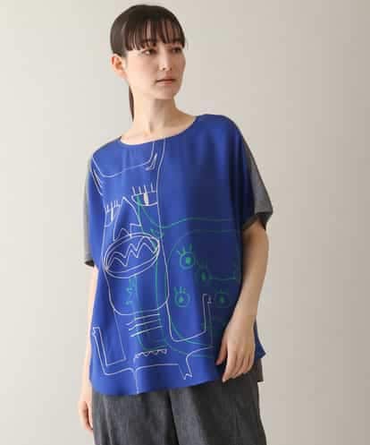 RSKGA08360 TRUNK HIROKO KOSHINO モチーフプリントブラウスTシャツ /日本製/洗える