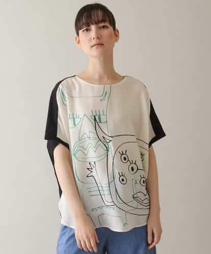 RSKGA08360 TRUNK HIROKO KOSHINO モチーフプリントブラウスTシャツ /日本製/洗える