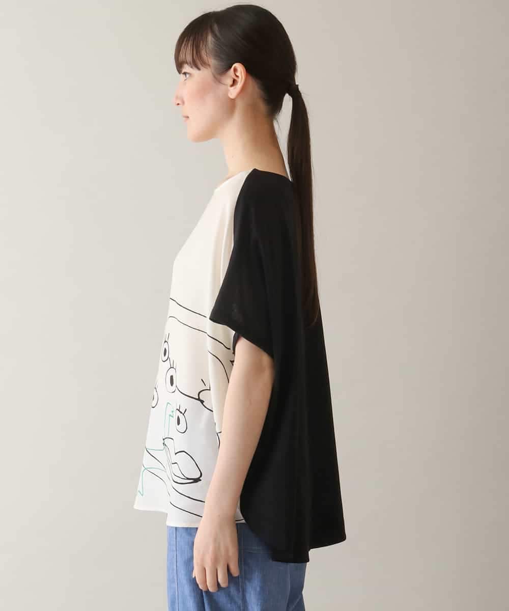 RSKGA08360 TRUNK HIROKO KOSHINO(ヒロココシノ) モチーフプリントブラウスTシャツ /日本製/洗える アイボリー