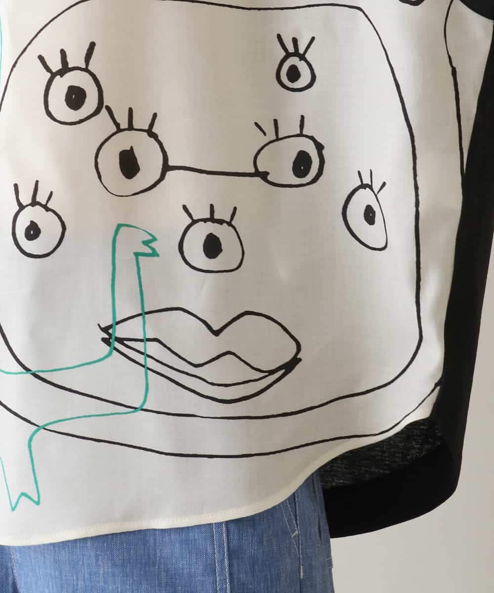 RSKGA08360 TRUNK HIROKO KOSHINO(ヒロココシノ) モチーフプリントブラウスTシャツ /日本製/洗える アイボリー