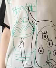 RSKGA08360 TRUNK HIROKO KOSHINO(ヒロココシノ) モチーフプリントブラウスTシャツ /日本製/洗える アイボリー