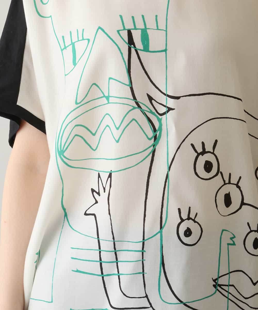 RSKGA08360 TRUNK HIROKO KOSHINO(ヒロココシノ) モチーフプリントブラウスTシャツ /日本製/洗える アイボリー