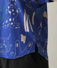 RSKGA09330 TRUNK HIROKO KOSHINO(ヒロココシノ) モチーフ総柄プリントカットソー /日本製/洗える ブルー
