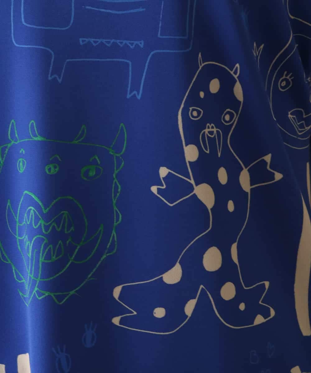 RSKGA09330 TRUNK HIROKO KOSHINO(ヒロココシノ) モチーフ総柄プリントカットソー /日本製/洗える ブルー