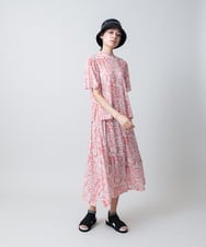 RSKGB04290 TRUNK HIROKO KOSHINO(ヒロココシノ) 幾何柄プリントプルオーバー/洗える オレンジ