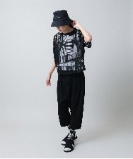 RSKGB07490 TRUNK HIROKO KOSHINO(ヒロココシノ) 幾何柄シアープルオーバー/洗える ブラック