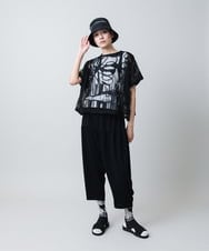 RSKGB07490 TRUNK HIROKO KOSHINO(ヒロココシノ) 幾何柄シアープルオーバー/洗える ブラック