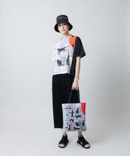 RSKGB13360 TRUNK HIROKO KOSHINO(ヒロココシノ) ネコモチーフアートプリントカットソー /日本製/洗える ライトグレー