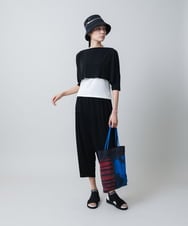 RSKGB14190 TRUNK HIROKO KOSHINO(ヒロココシノ) 異素材ドッキングタンクトップ /日本製/洗える ホワイト