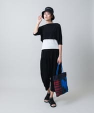 RSKGB14190 TRUNK HIROKO KOSHINO(ヒロココシノ) 異素材ドッキングタンクトップ /日本製/洗える ホワイト