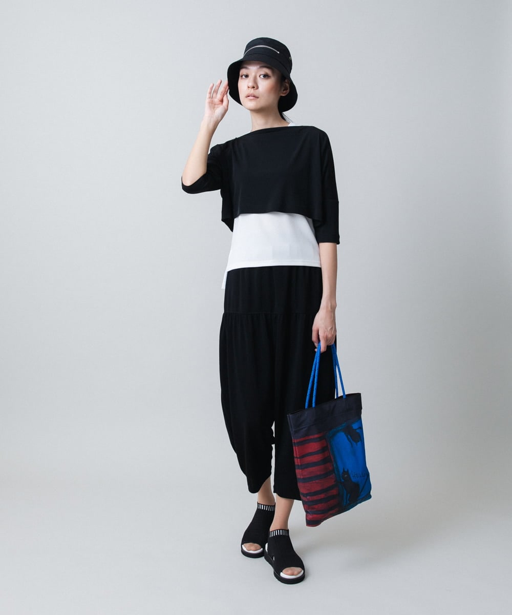 RSKGB14190 TRUNK HIROKO KOSHINO(ヒロココシノ) 異素材ドッキングタンクトップ /日本製/洗える ホワイト
