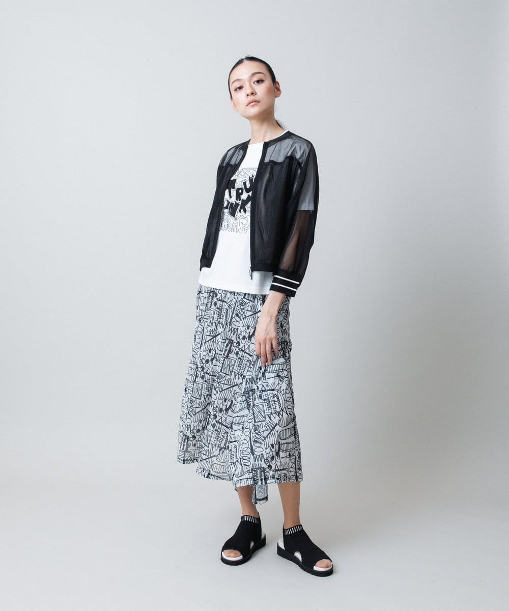 RSKGB18290 TRUNK HIROKO KOSHINO(ヒロココシノ) ネコモチーフロゴ刺繍カットソー /日本製/洗える ブルー