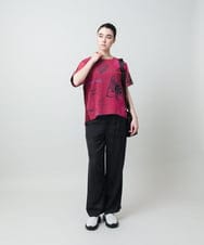 RSKGD05360 TRUNK HIROKO KOSHINO(ヒロココシノ) デニム風アートプリントカットソー/日本製/洗える レッド