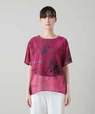 RSKGD05360 TRUNK HIROKO KOSHINO(ヒロココシノ) デニム風アートプリントカットソー/日本製/洗える レッド