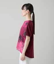 RSKGD05360 TRUNK HIROKO KOSHINO(ヒロココシノ) デニム風アートプリントカットソー/日本製/洗える レッド