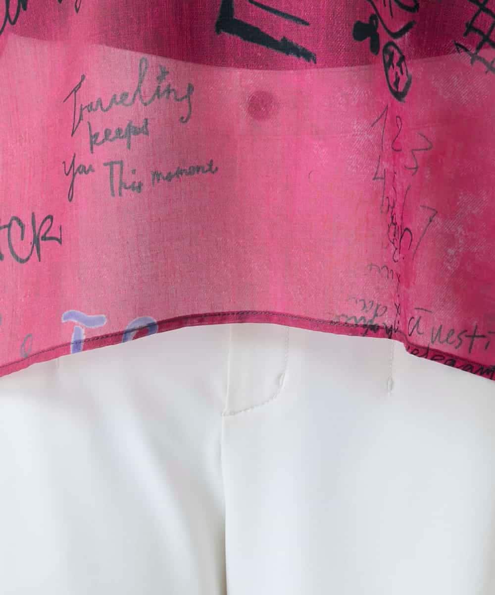 RSKGD05360 TRUNK HIROKO KOSHINO(ヒロココシノ) デニム風アートプリントカットソー/日本製/洗える レッド