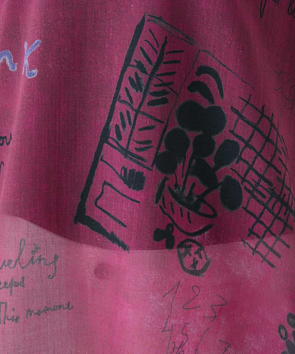 RSKGD05360 TRUNK HIROKO KOSHINO(ヒロココシノ) デニム風アートプリントカットソー/日本製/洗える レッド