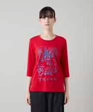 RSKGD07270 TRUNK HIROKO KOSHINO(ヒロココシノ) ウィンドウプリントカットソー/日本製/洗える レッド